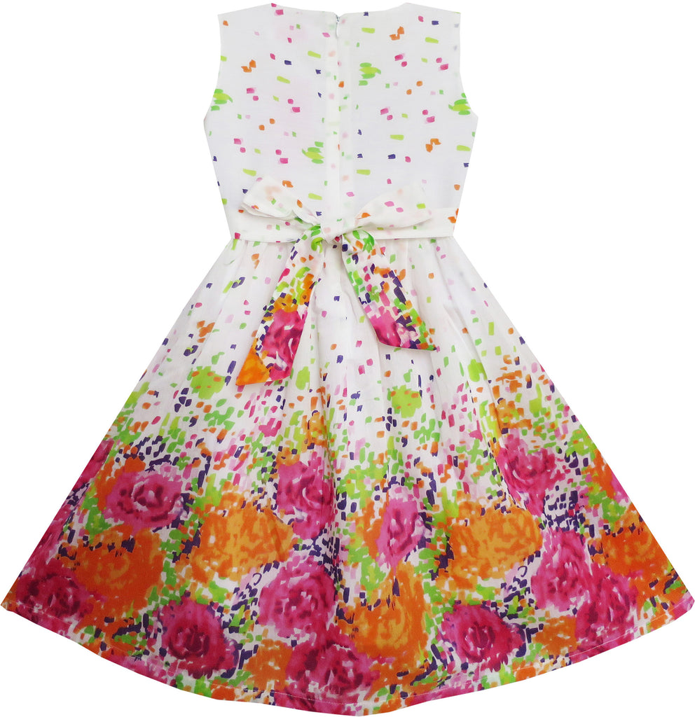 Girls Dress Butterfly Bow Tie Floral – Sunny Fashion