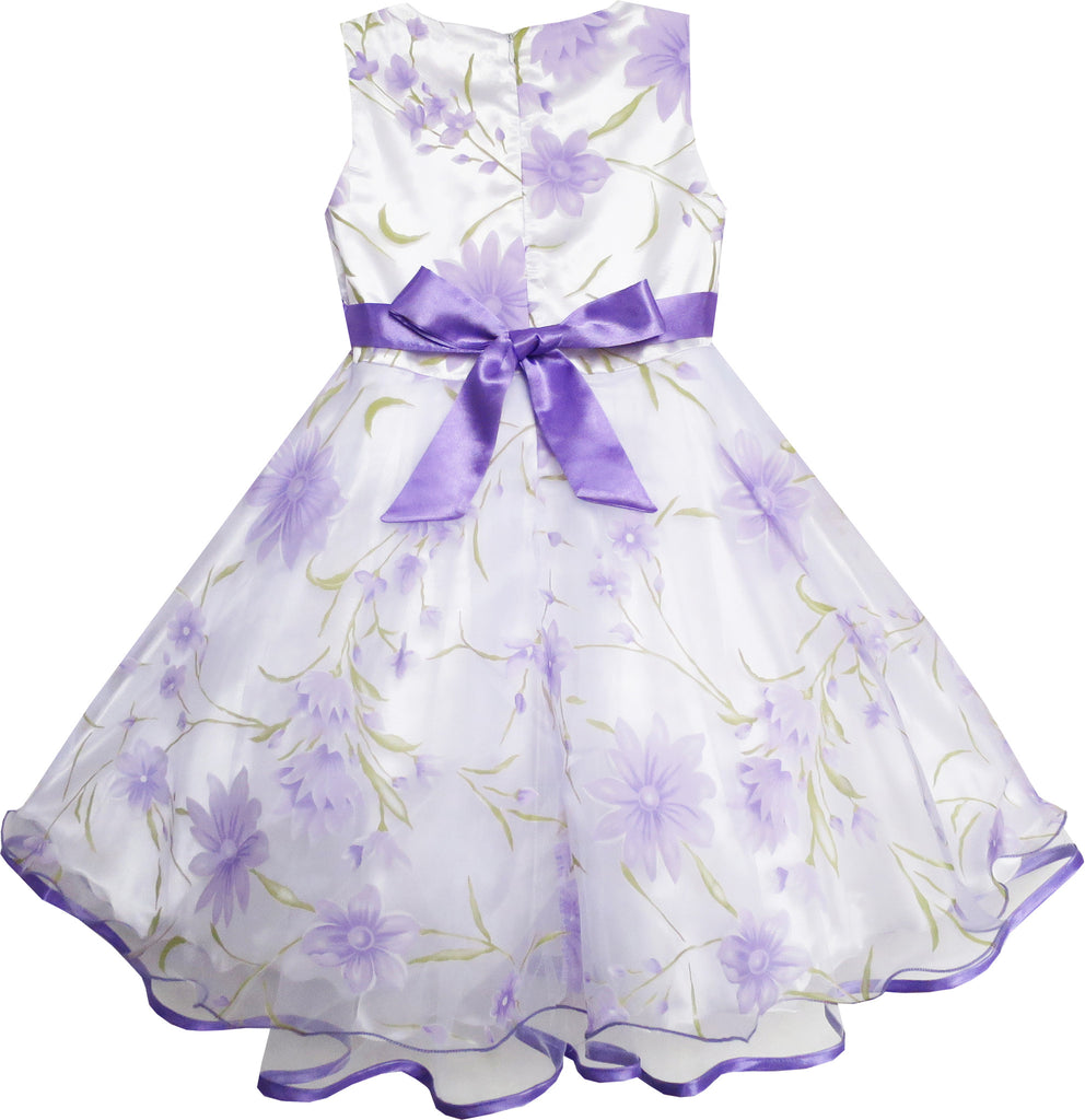 3 Layers Girls Dress Diamond Bow Tie Purple Girl – Sunny Fashion