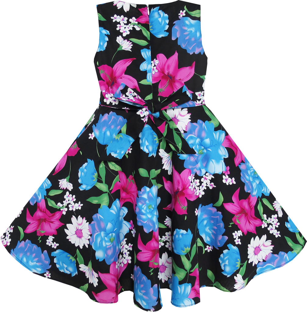 2 Pecs Girls Dress Hat Blue Flower Summer Beach Party Dancing – Sunny ...