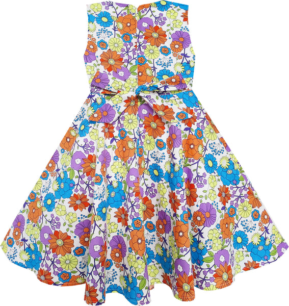 Girls Dress Flower Vintage Blue Party – Sunny Fashion