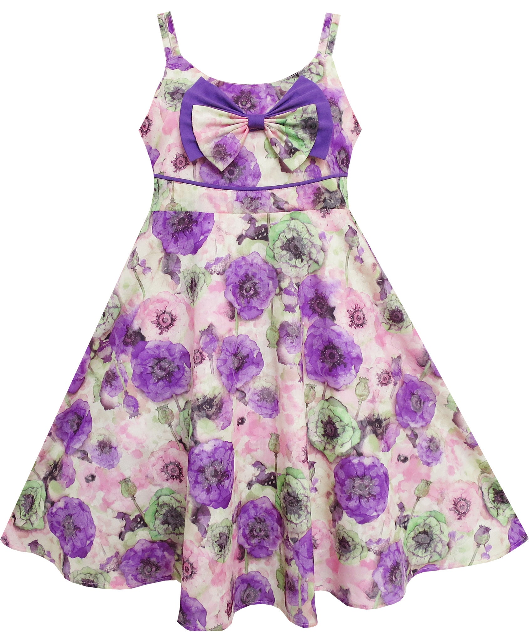 Girls Dress Sleeveless Sling Flower Party – Sunny Fashion