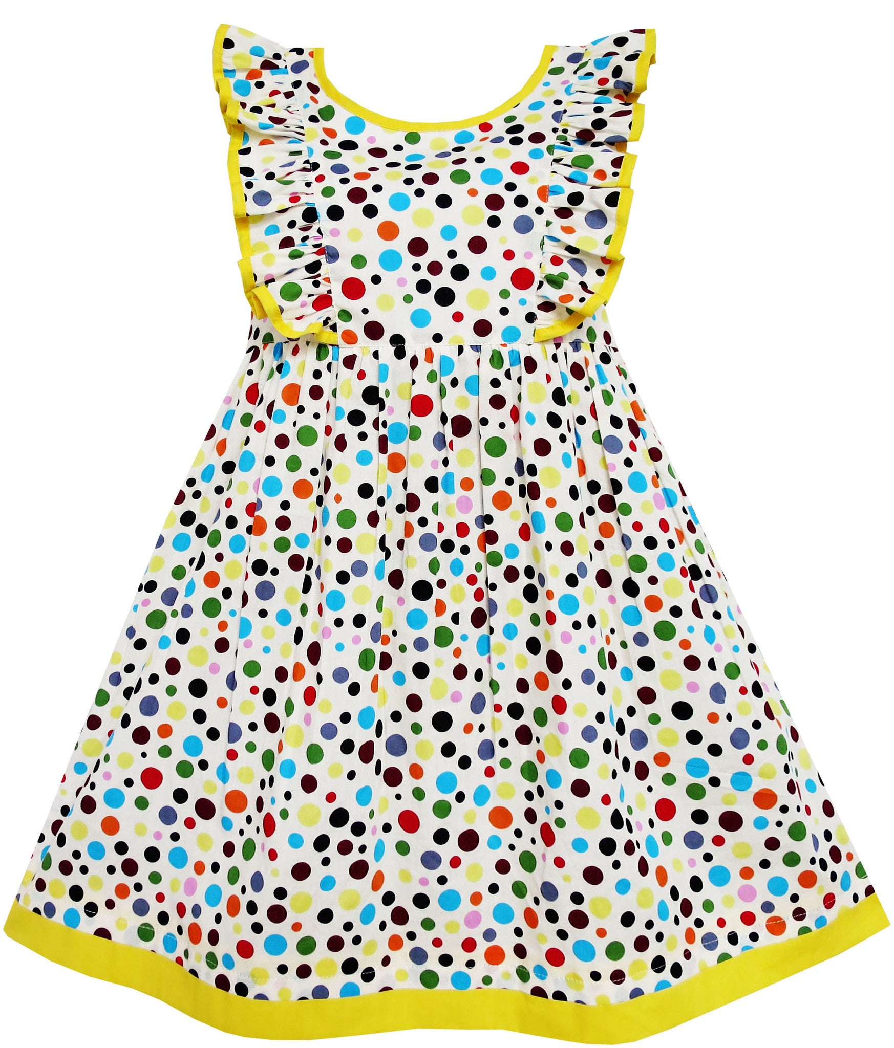 Girls Dress Polka Dot School Bow Tie Pearl Cap Sleeve – Sunny Fashion