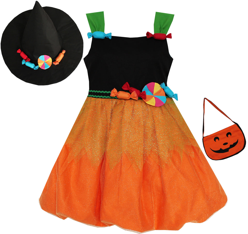 Girls Dress Halloween Candy Pumkin Handbag Orange Black – Sunny Fashion