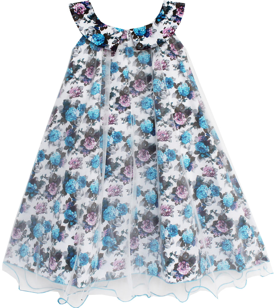 Girls Dress Tulle Overlay Flower Detailing – Sunny Fashion