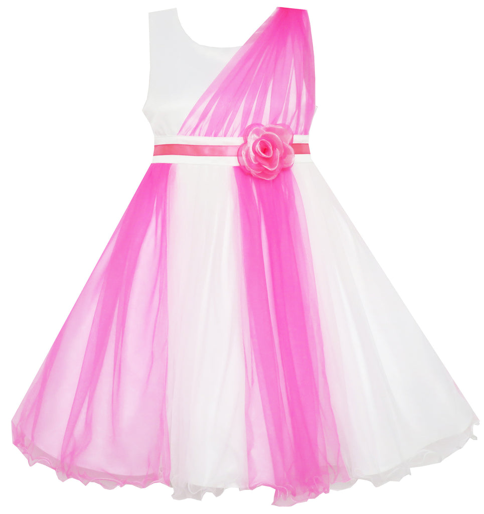 Girls Dress Elegant Wedding Gown Bridesmaid Tulle Flower – Sunny Fashion