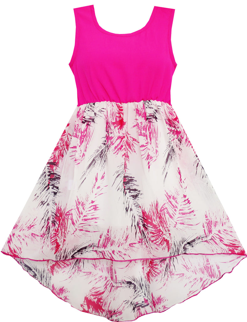 Girls Dress Hi-Lo Maxi Cotton And Chiffon Pink – Sunny Fashion