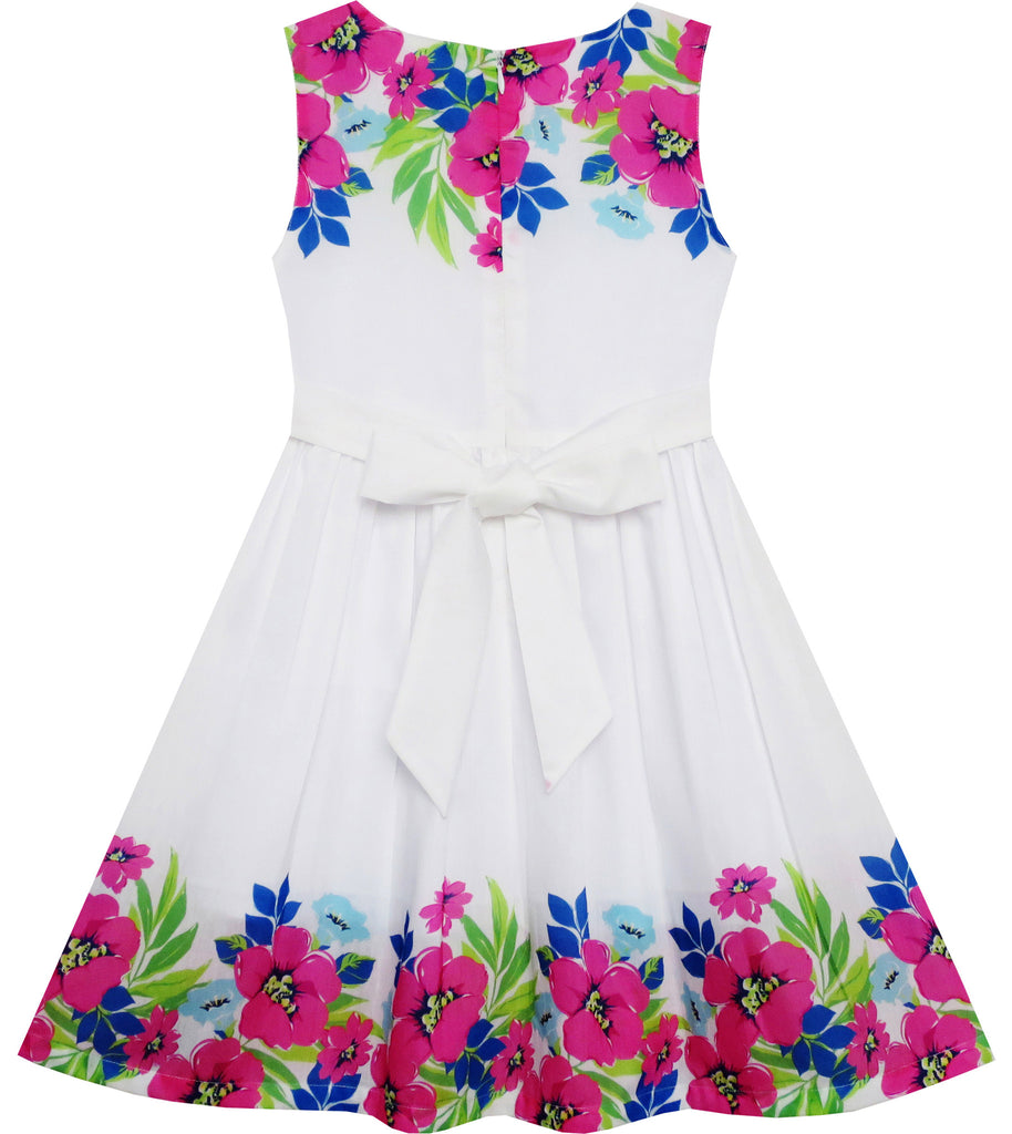 Girls Dress Flower Garden Print Elegant Chinese Style – Sunny Fashion