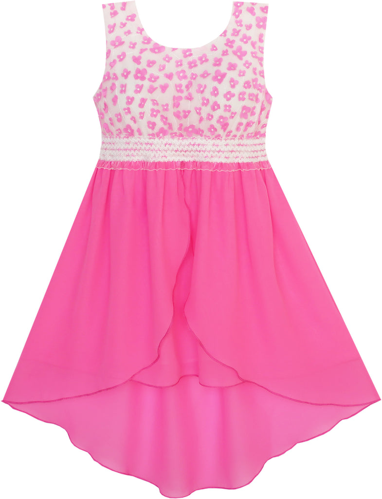 Girls Dress Hi-lo Maxi Chiffon Lace Flower Party Holiday – Sunny Fashion
