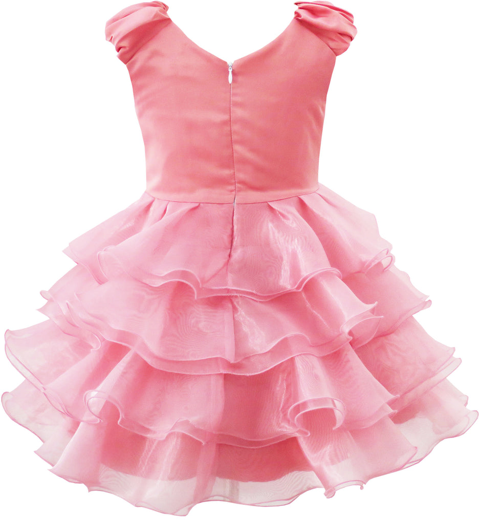 Girls Dress Ruffles Tulle Tiered Dress Sequin Party Birthday Princess ...