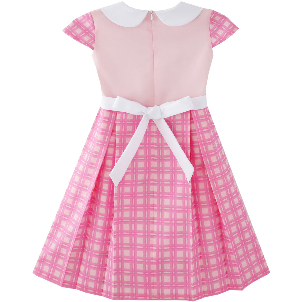 Girls Dress Pink Belted School Pleated Hem – Sunny Fashion