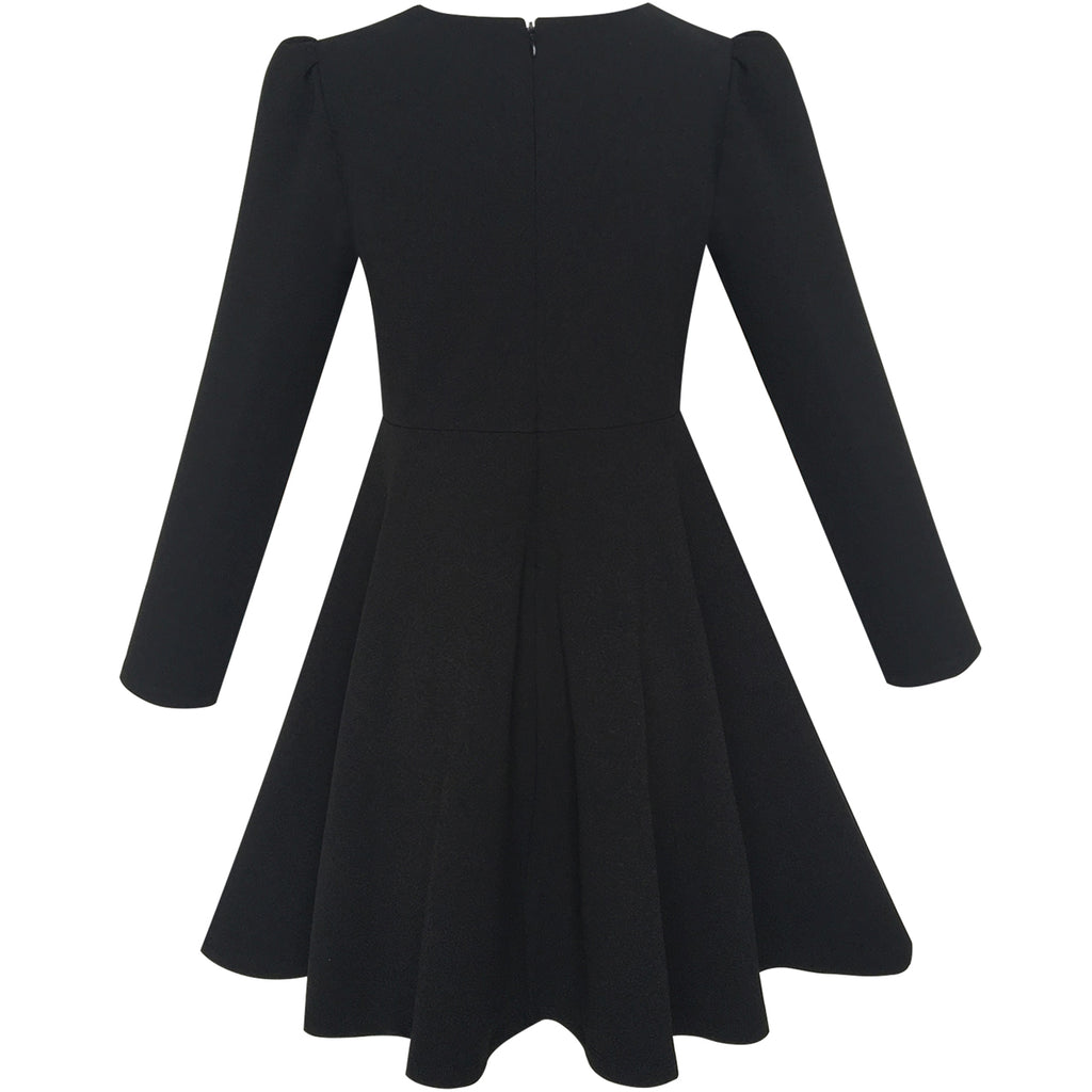 Girls Dress Back School Long Sleeve Black Dress – Sunny Fashion