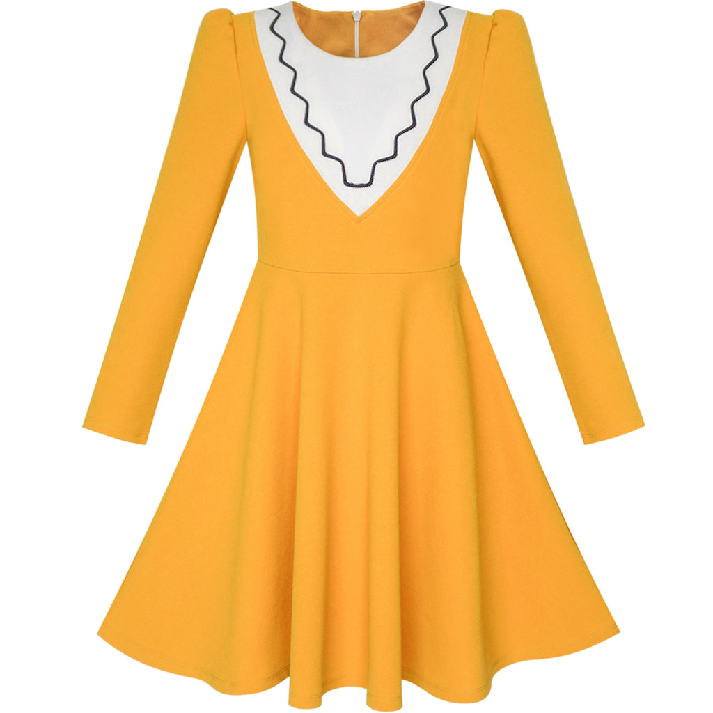 yellow dress with long sleeves