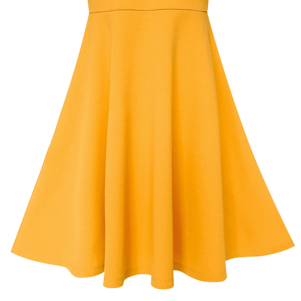 Girls Dress Back School Long Sleeve Yellow Dress – Sunny Fashion