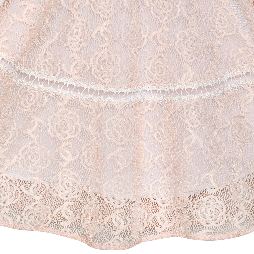 Flower Girl Dress Lace Blush Pink Bell Sleeve Party – Sunny Fashion