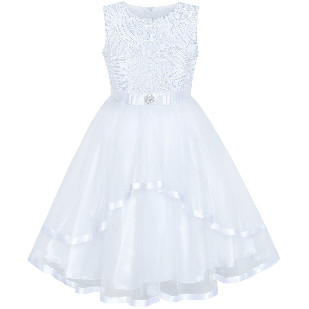Flower Girls Dress Blue Belted Wedding Party Bridesmaid – Sunny Fashion
