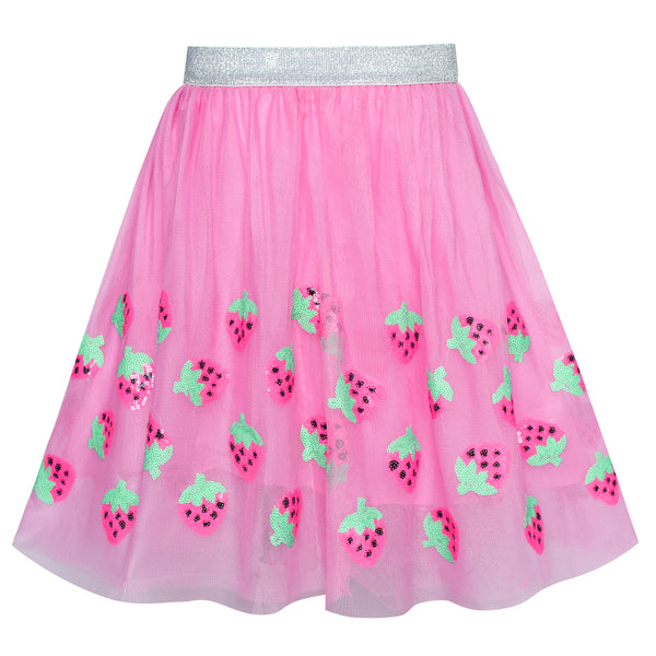 Girls Skirt Pink Strawberry Sequins Sparkling Tutu Dancing – Sunny Fashion