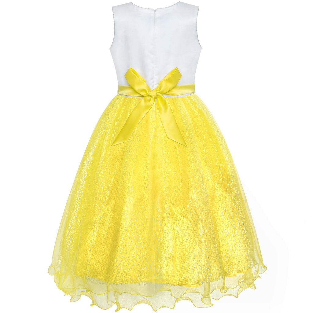 Flower Girls Dress Yellow Sequin Wedding Party Bridesmaid – Sunny Fashion