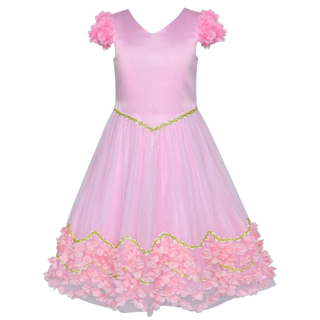 Flower Girl Dress Pink Floral Wedding Bridesmaid Party – Sunny Fashion