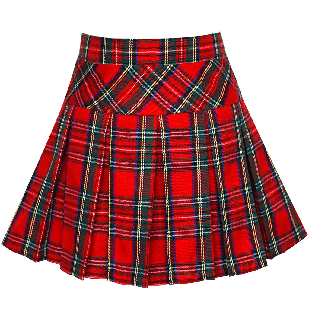 Girls Skirt Back School Uniform Red Tartan Skirt – Sunny Fashion