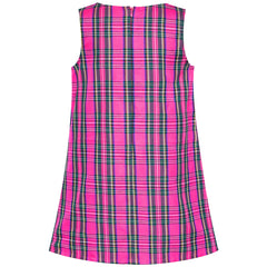 Girls Dress Pink Tartan Back School Uniform Pocket A-line Dress – Sunny ...