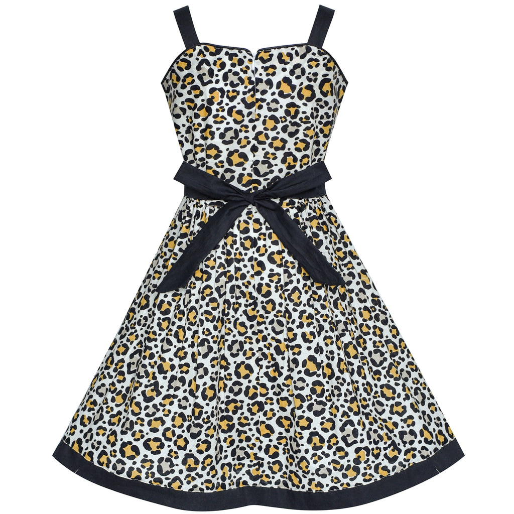 Girls Dress Leopard Print Bow Tie Summer Sundress – Sunny Fashion
