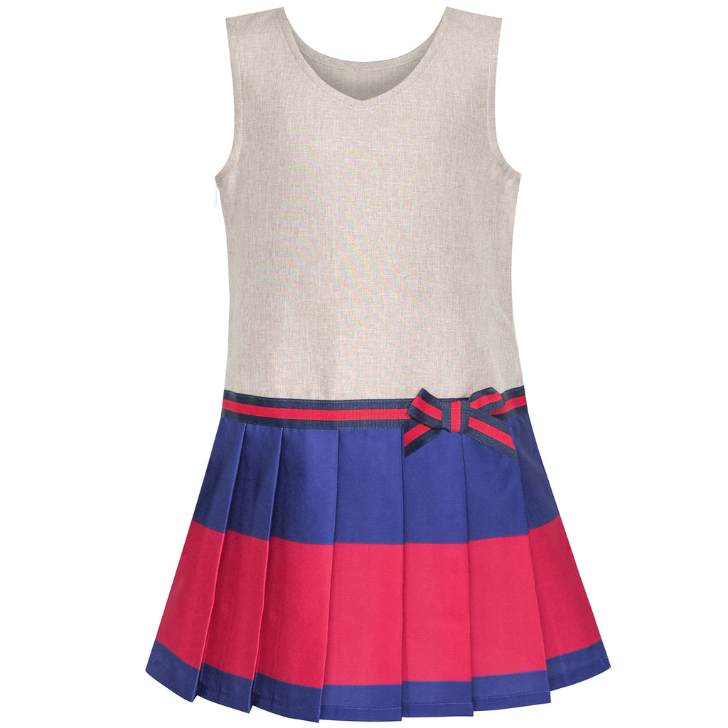 Girls Dress Khaki Navy Pleated Skirt Back School Uniform – Sunny Fashion