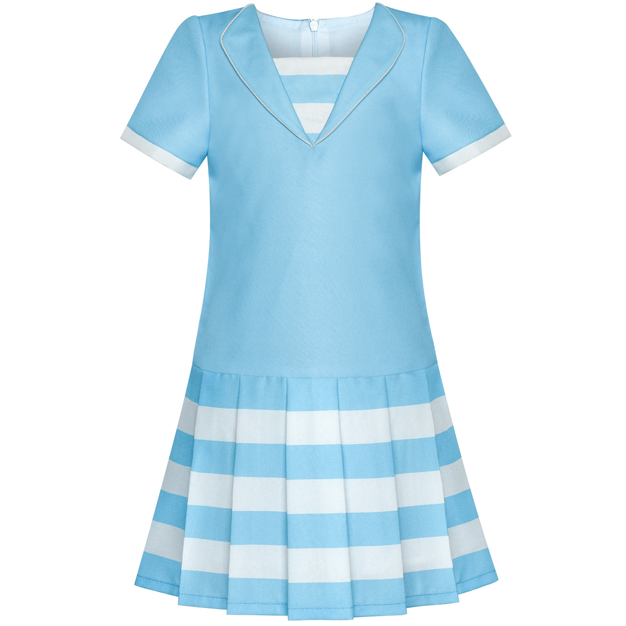 Girls Dress Blue A-line School Uniform Pleated Hem – Sunny Fashion