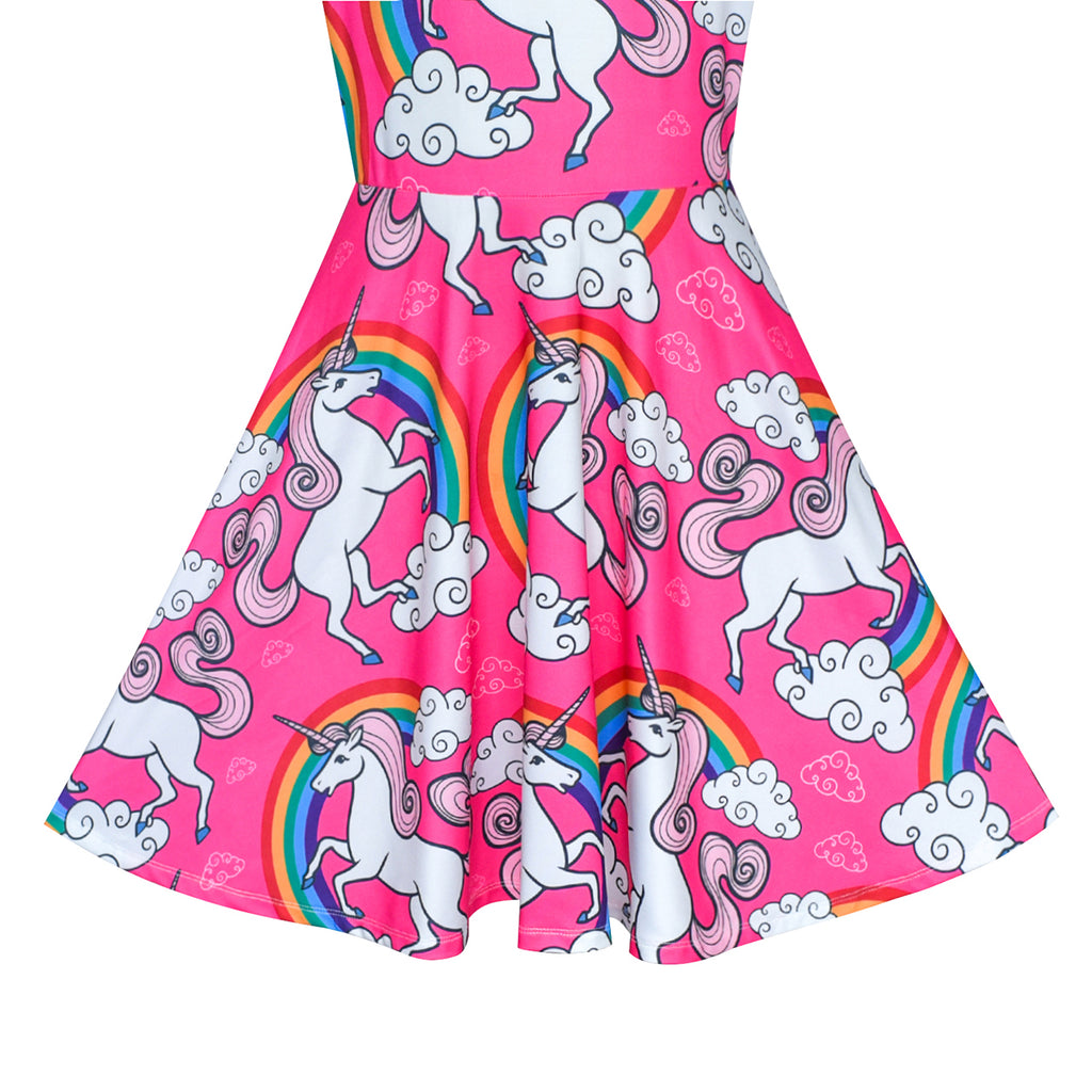 Girls Dress Unicorn Rainbow Short Sleeve Casual Dress – Sunny Fashion