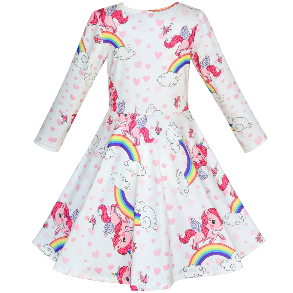Girls Dress Unicorn Rainbow Long Sleeve Casual Dress – Sunny Fashion