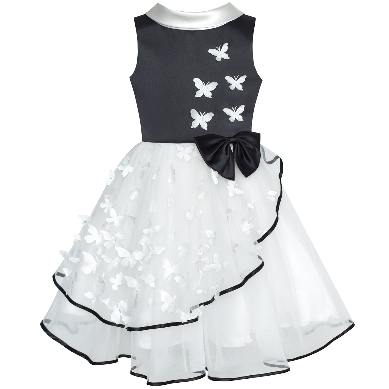 flower girl dress black and white