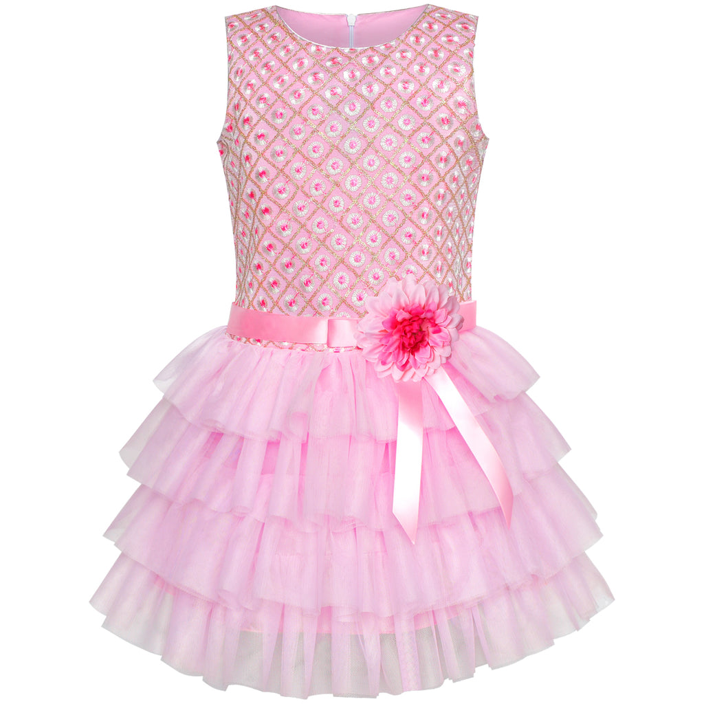 girls pink ruffle dress