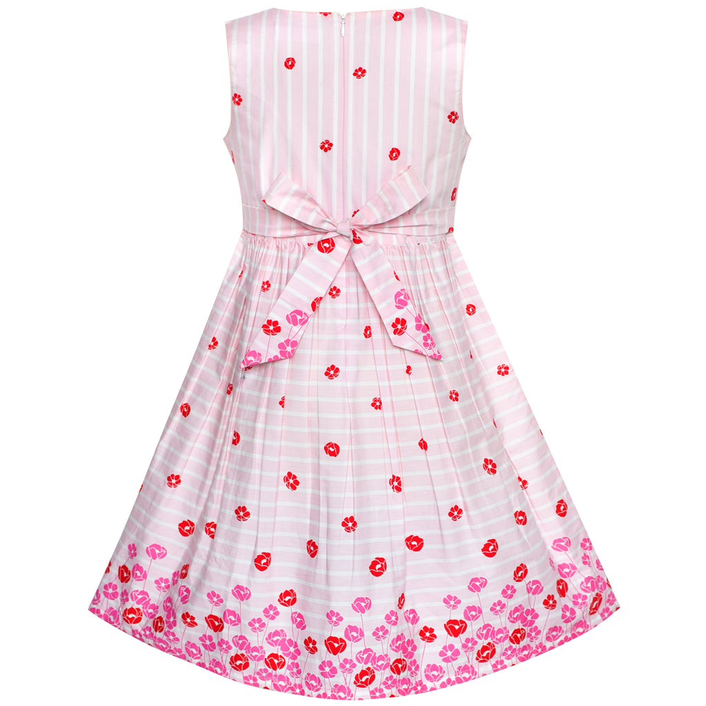 Girls Dress Pink Flower Cotton Sleeveless Sundress – Sunny Fashion