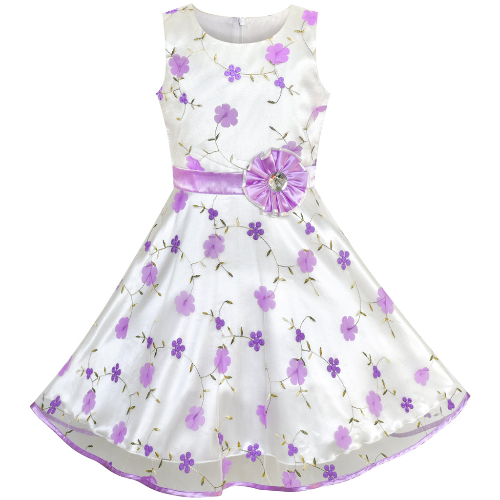 Girls Dress Purple Floral Tulle Birthday Party Wedding – Sunny Fashion