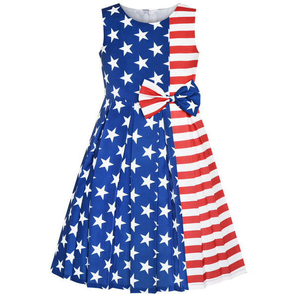 Girls Dress American Flag National Day Party Dress – Sunny Fashion