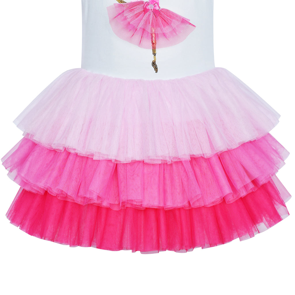 Girls Dress Pink Tutu Dancing Tiered Skirt Ballet Party Sunny Fashion 