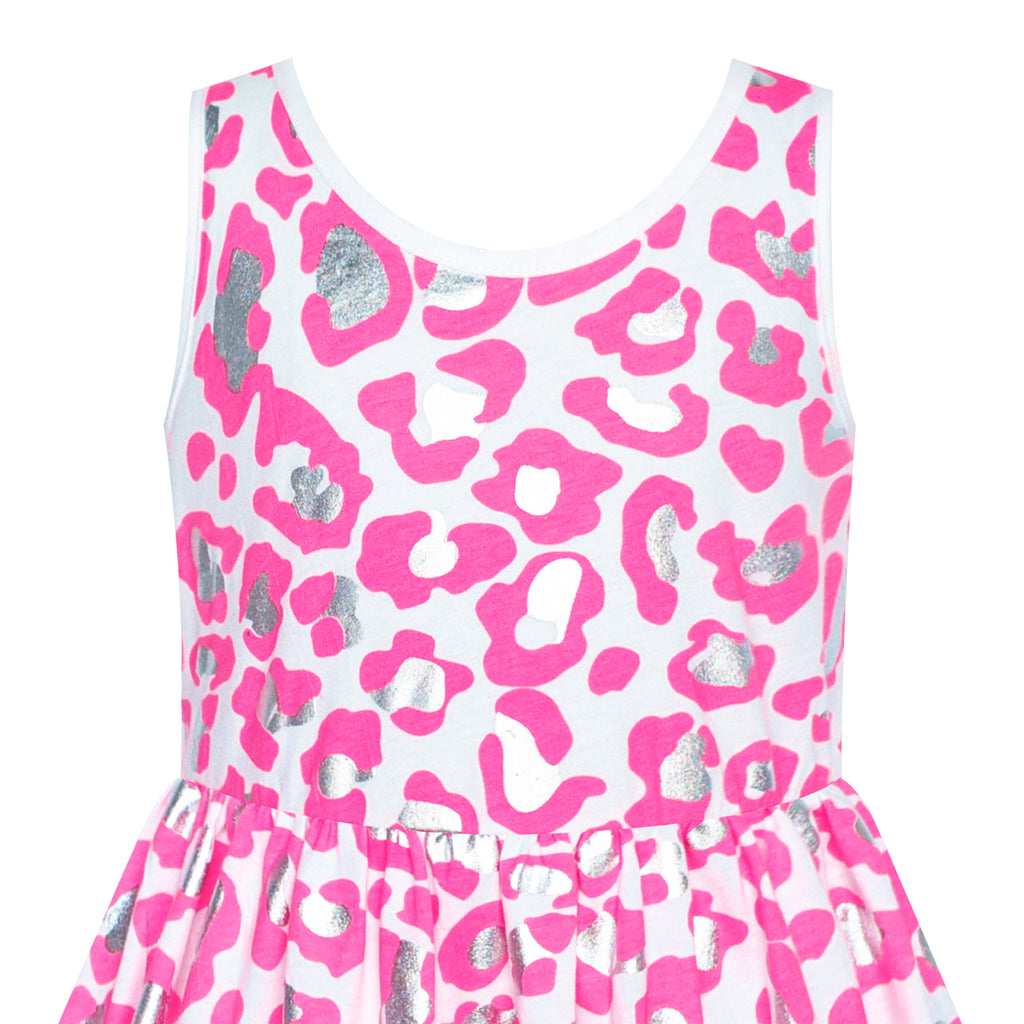 Girls Dress Pink Shinning Leopard Casual Sundress – Sunny Fashion