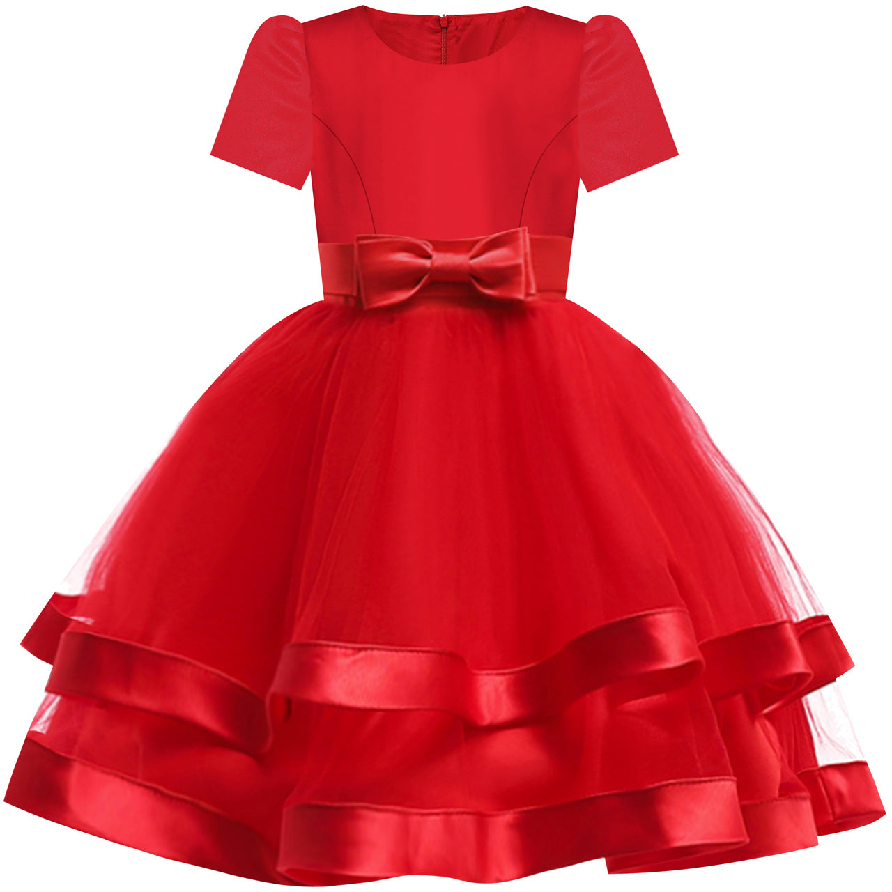 Swea Pea & Lilli Red Plaid Girls Dress w/ Velvet Trim - Pink Princess