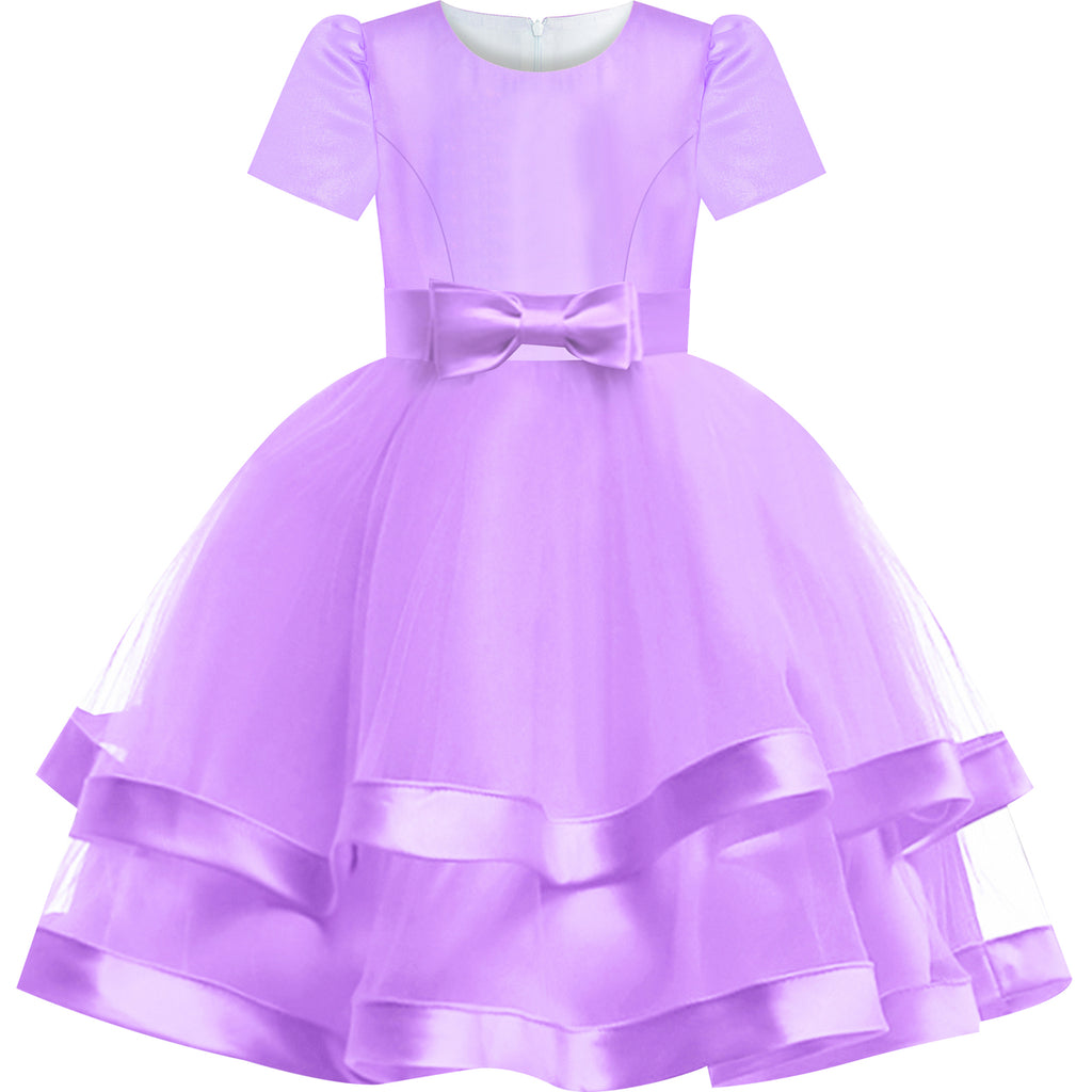 Girls Dress Purple Bridesmaid Ball Gown Wedding Party Pageant – Sunny ...
