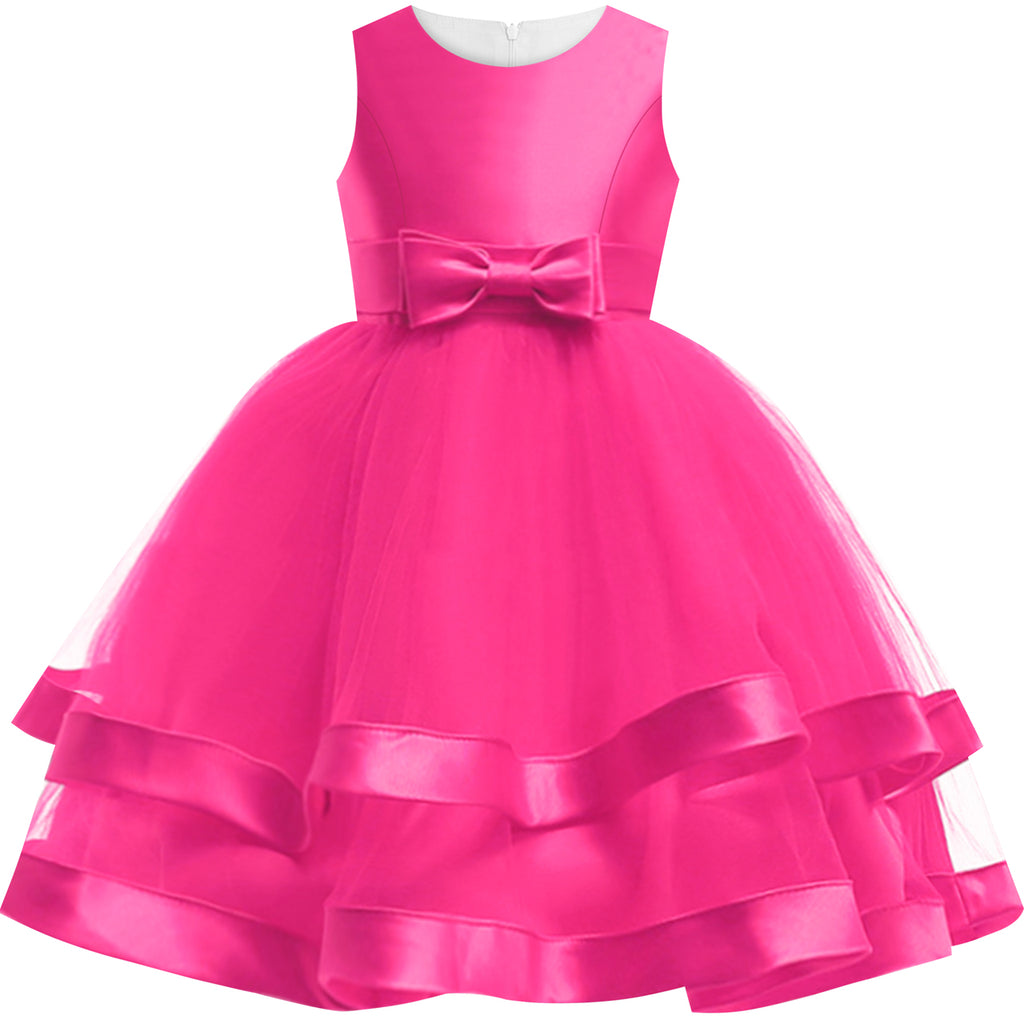 Girls Dress Deep Pink Ball Gown Wedding Party Pageant – Sunny Fashion