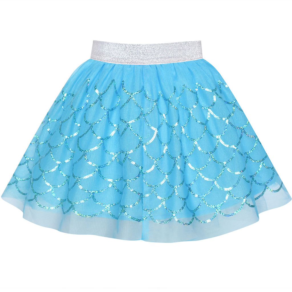 Girls Skirt Blue Sequins Mermaid Headband Tutu Dancing – Sunny Fashion