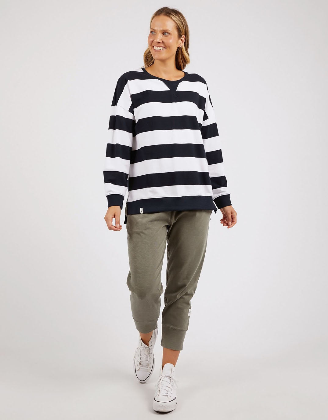 Billie Block Stripe Crew - Navy/White Stripe