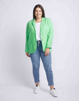 Millie Linen Blazer - Bright Lime Green