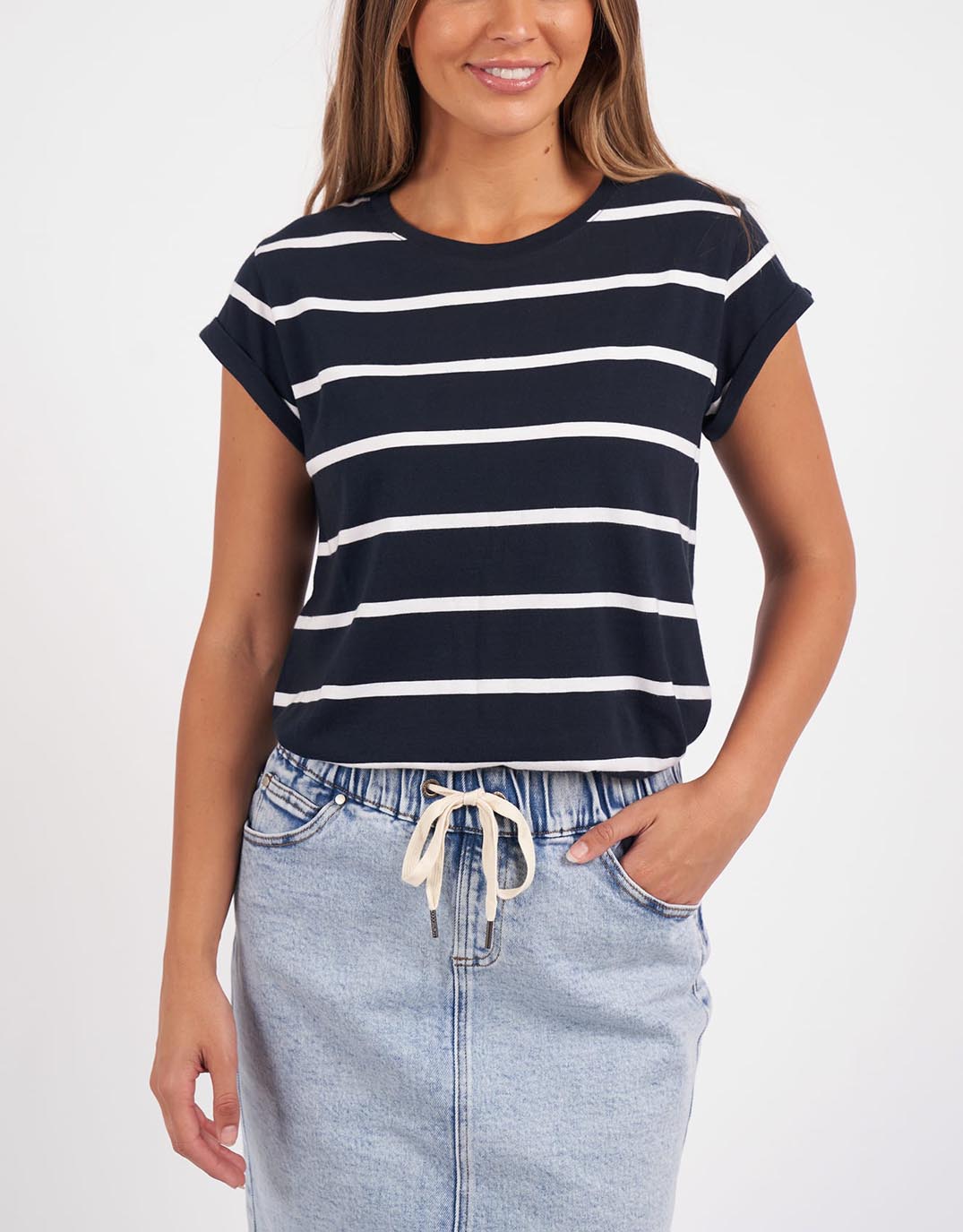 Manly Stripe Tee - Navy/White Stripe