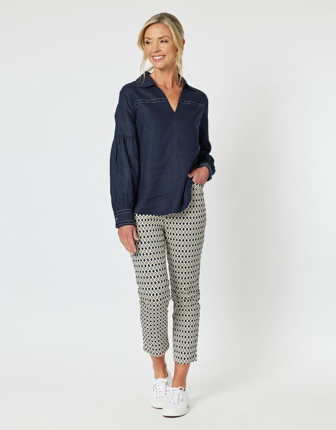 Eliza Linen Shirt - Navy