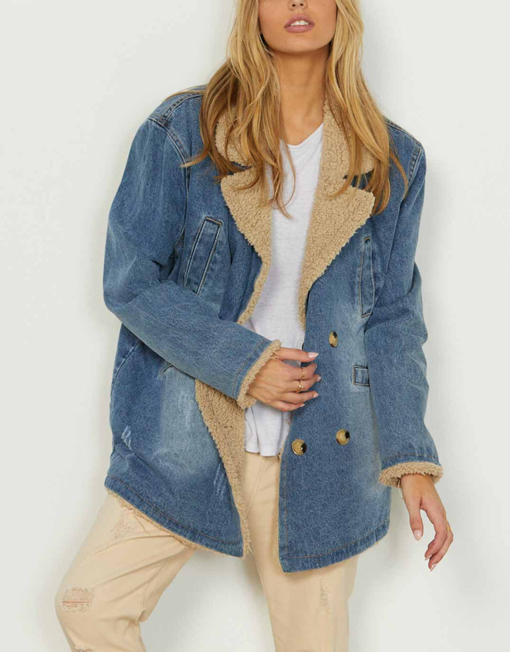 Teddy Lined Denim Jacket - Denim