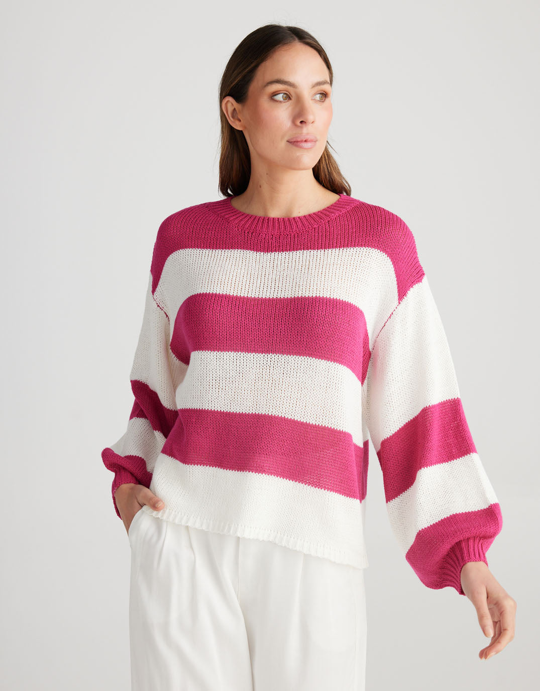 Driftwood Knit - Pink/White