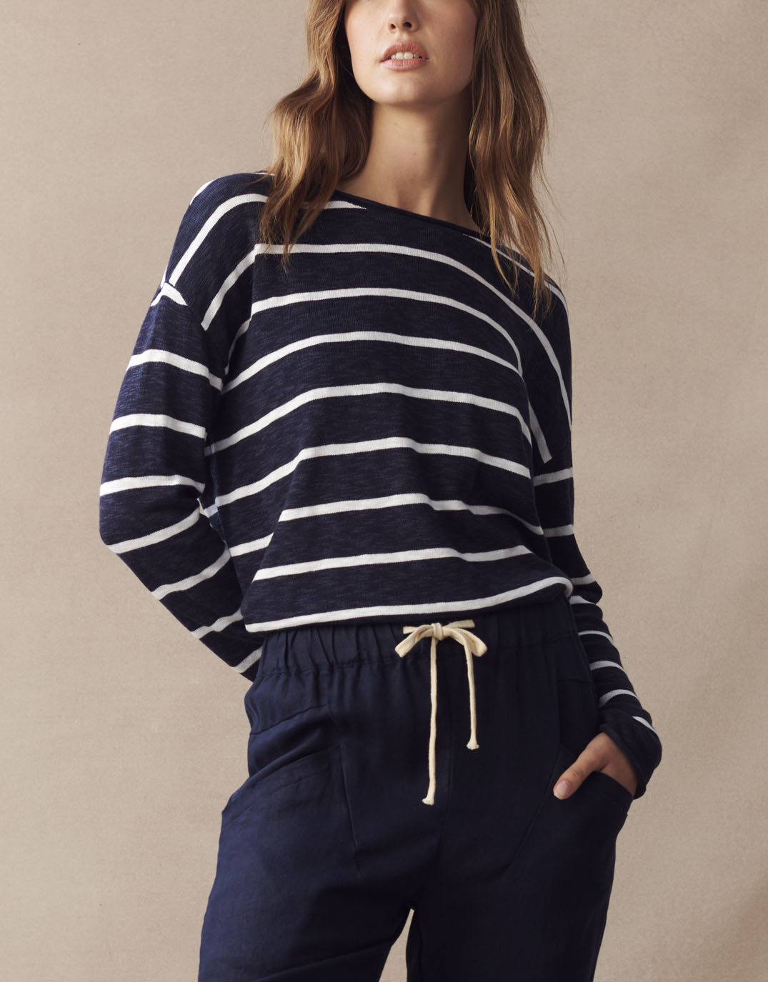 Minnie Knit Top - Navy/White Stripe