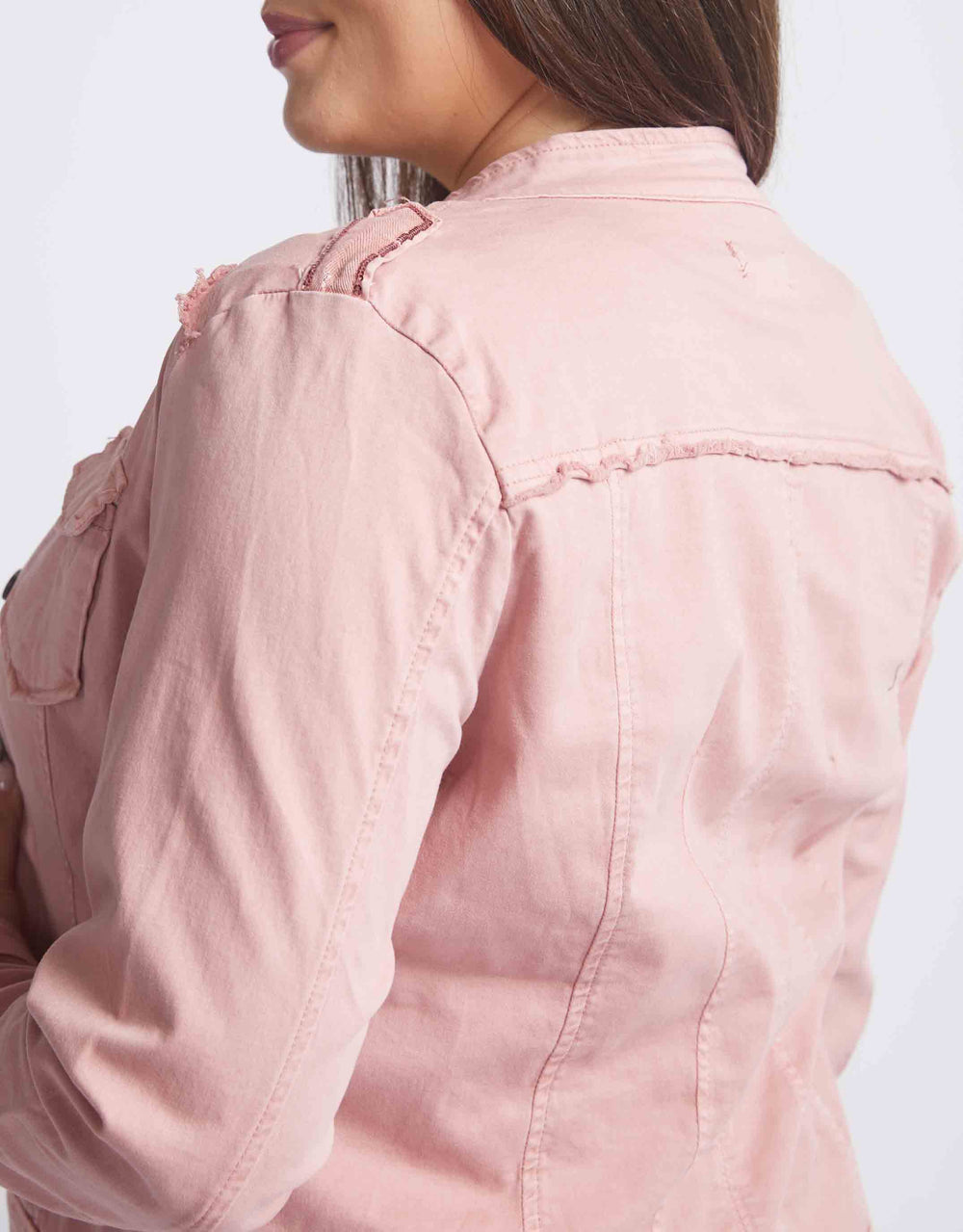 Military Denim Jacket - Pink