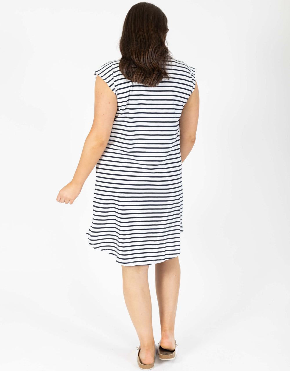 Beach Club Dress - Navy/White Stripe