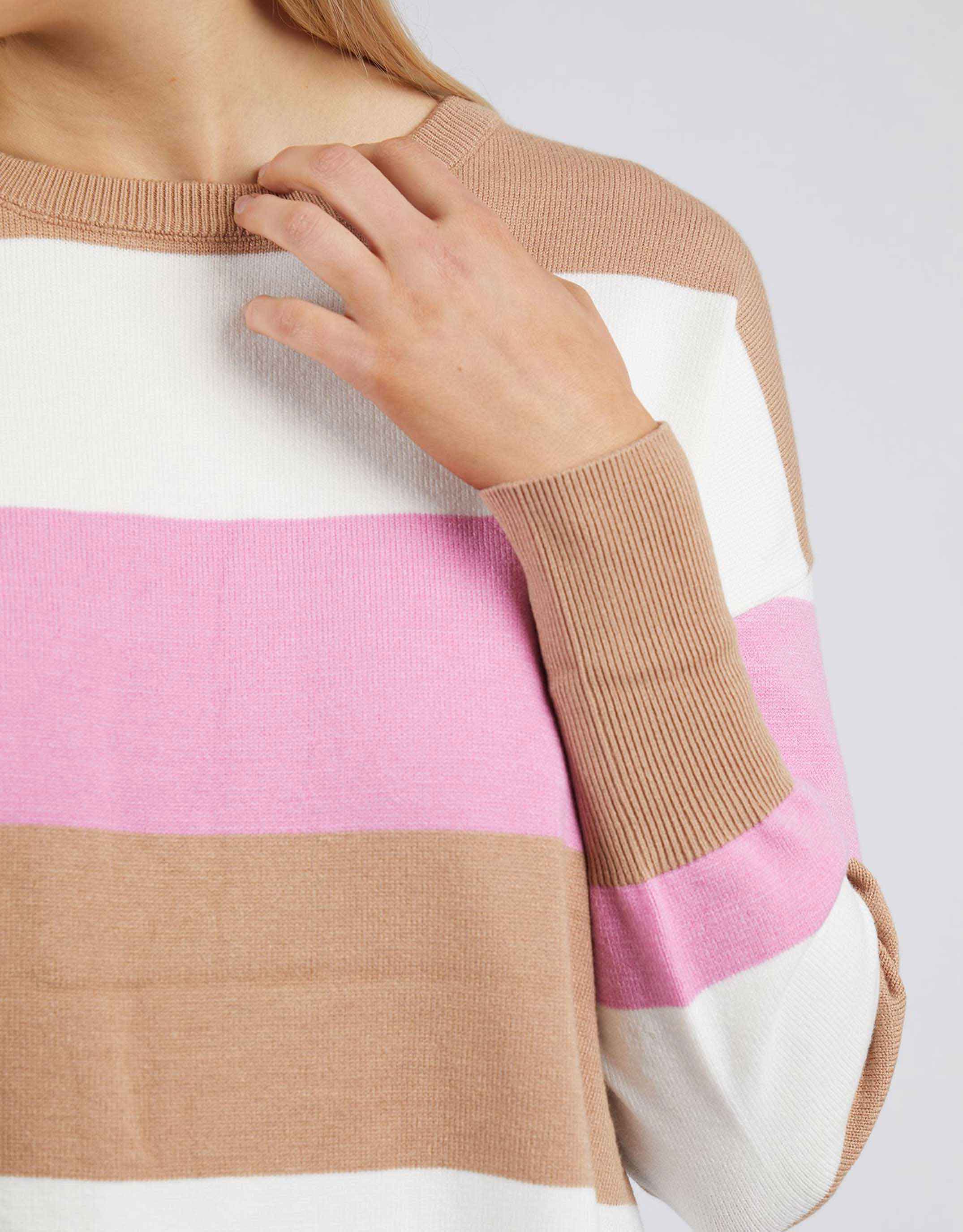 elm-hallie-stripe-knit-butterscotch-super-pink-winter-white-stripe-womens-clothing